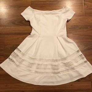 White Off the Shoulder Fit & Flare Dress